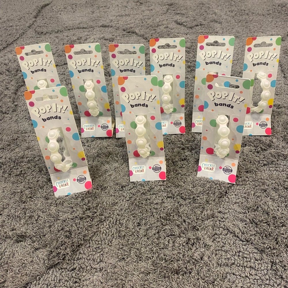 Chuckle & Roar POP It Bands Sensory Fidget Bands - White (Pack of 9)